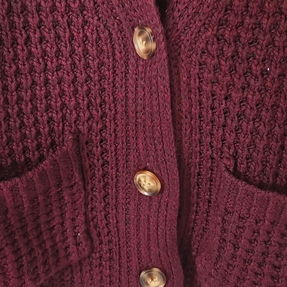 Ana | Burgundy Cropped Button Down Cardigan Sweater Size Small - Picture 6 of 9